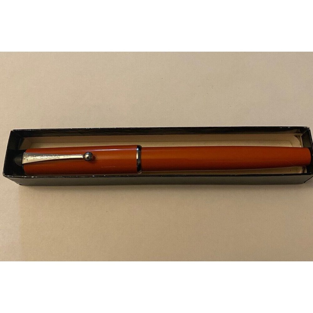 NEW VTG Parker Big Red Ball Pen Medium Orange Clip Lid Original Box NOS
